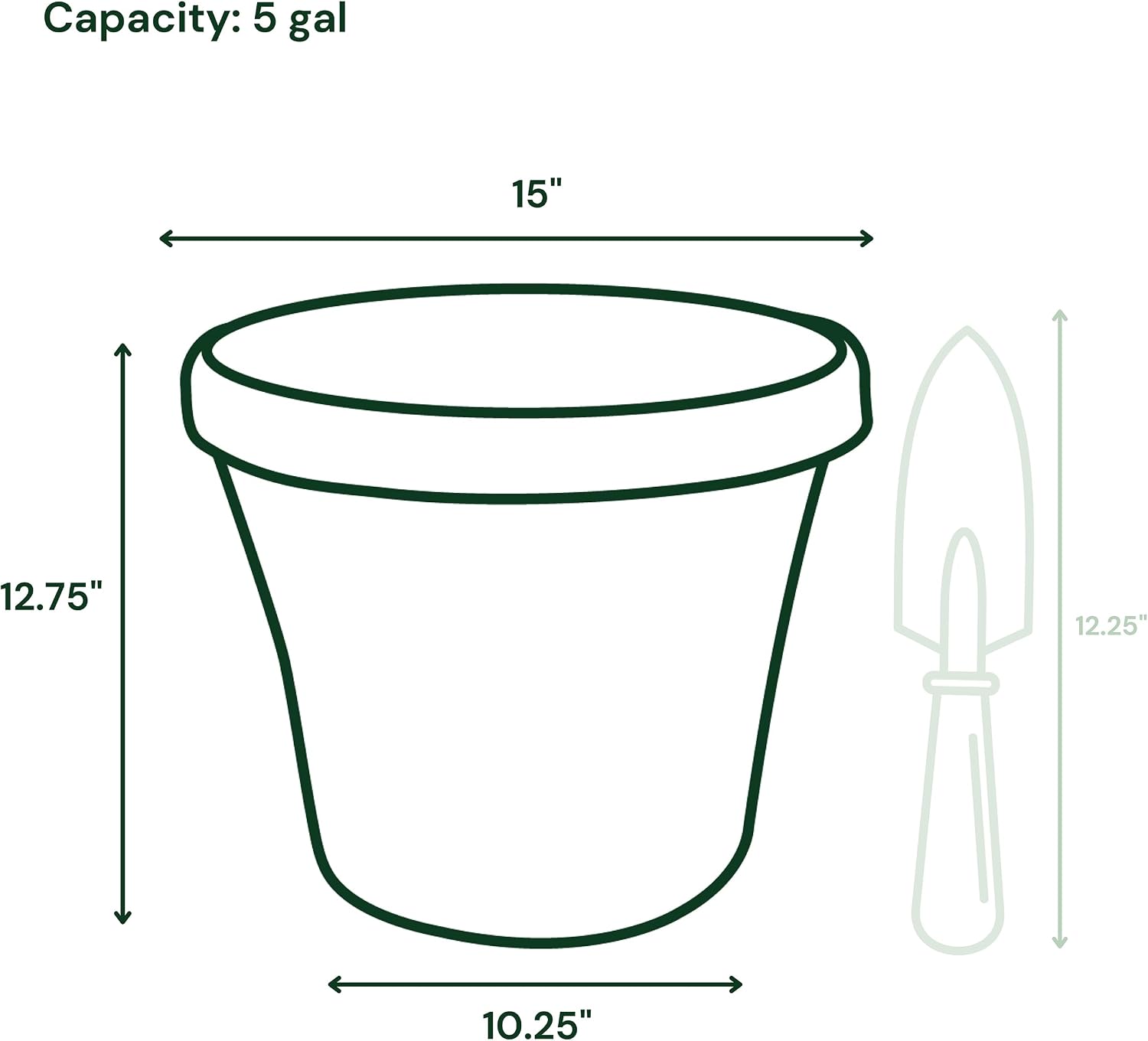 Bloem Terra Pot Round Planter: 14" - Chocolate - Matte Finish, Durable Resin, Traditional Style Pot, for Indoor and