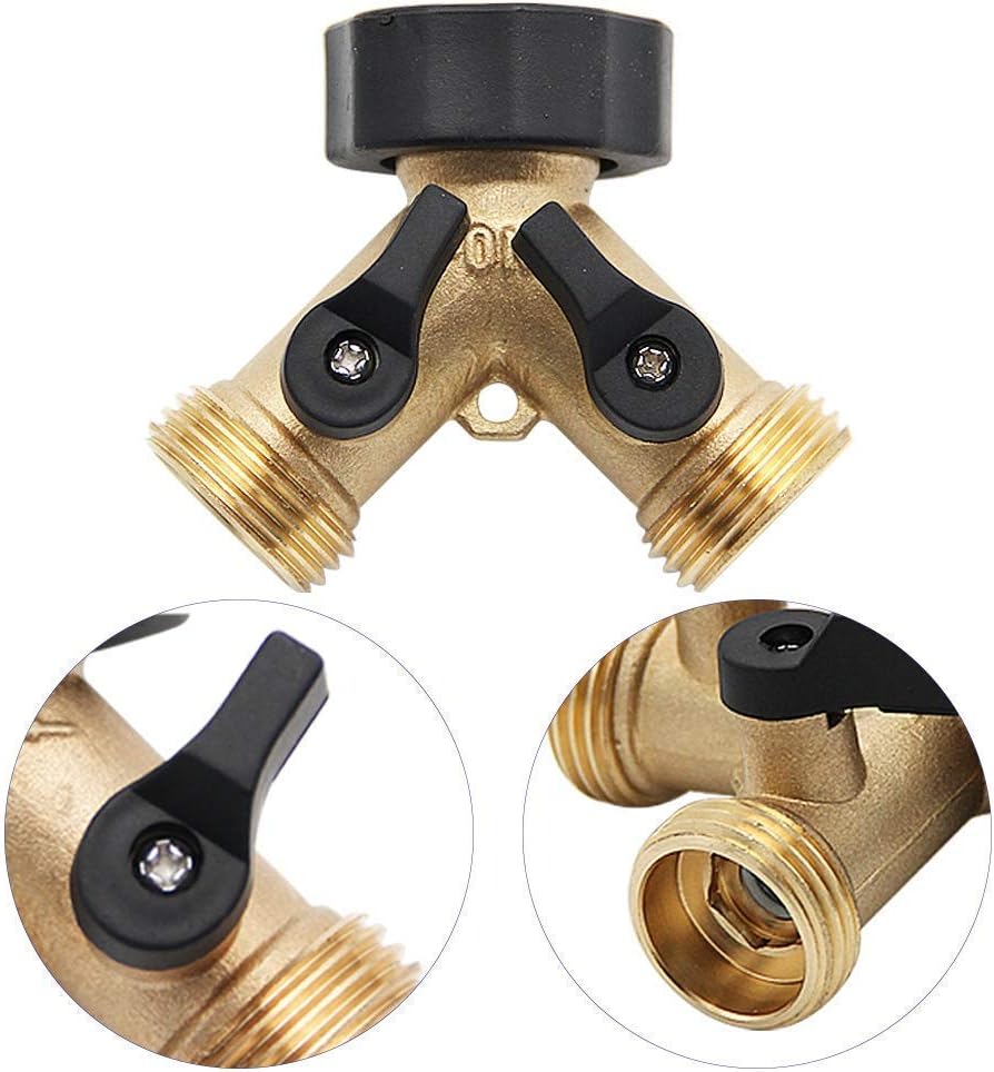 Twinkle Star 3/4 Inch Garden Hose Fitting Quick Connector Set, 4 Set | Garden Hose Splitter 2 Way, Y Connector Brass