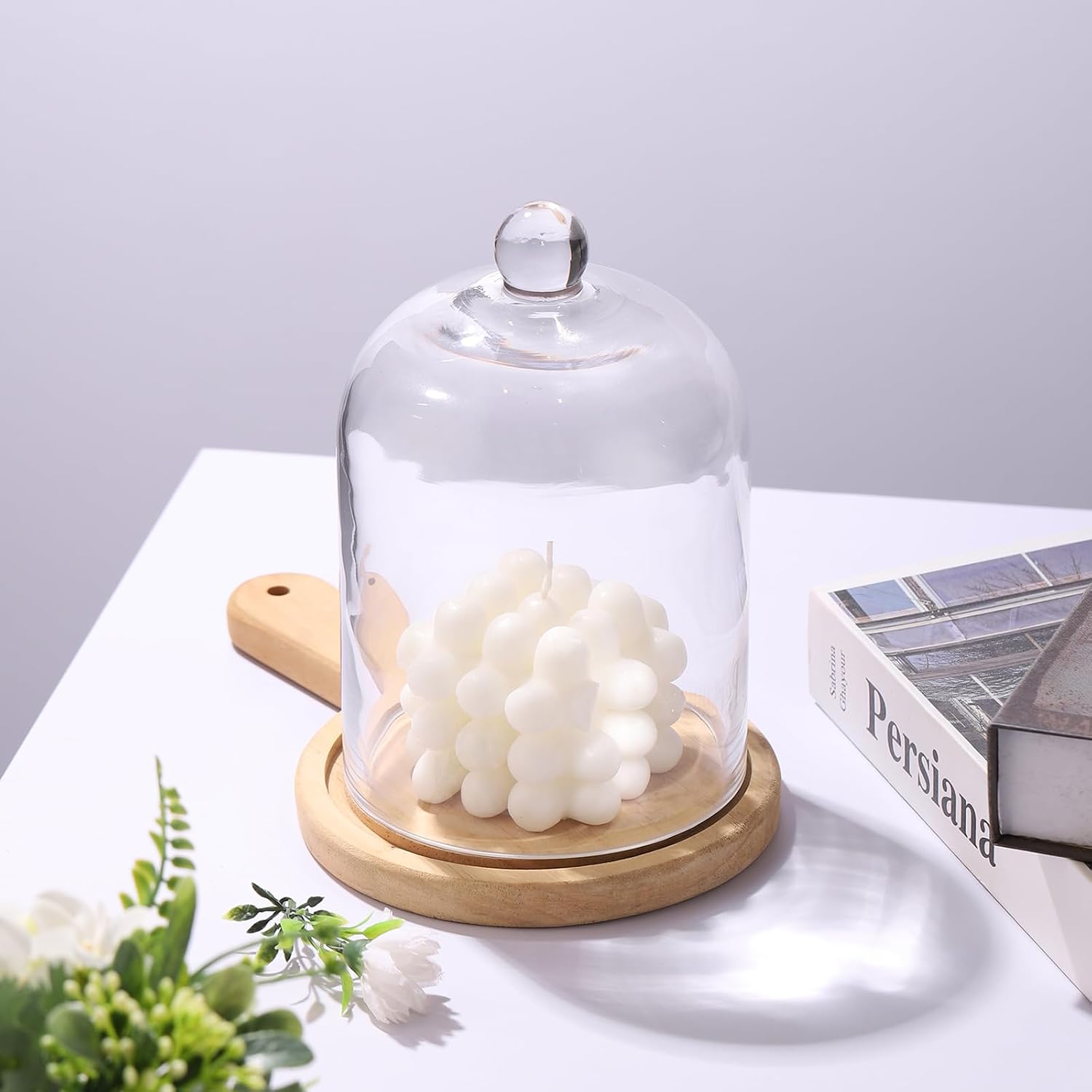 7.5" Tall Handmade Glass Cloche, Thick & Sturdy, Dia 5"xH 7.5", For Terrarium, Plants, Trinkets, Cakes, Figurines, LED