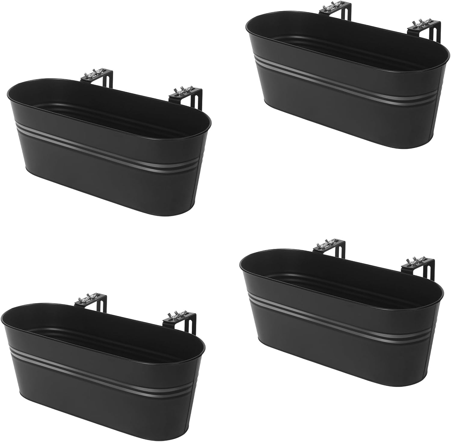 Railing Planter Box 16 Inch Metal Balcony Planters with Adjustable Brackets and Drainage Window Balcony Fence Deck