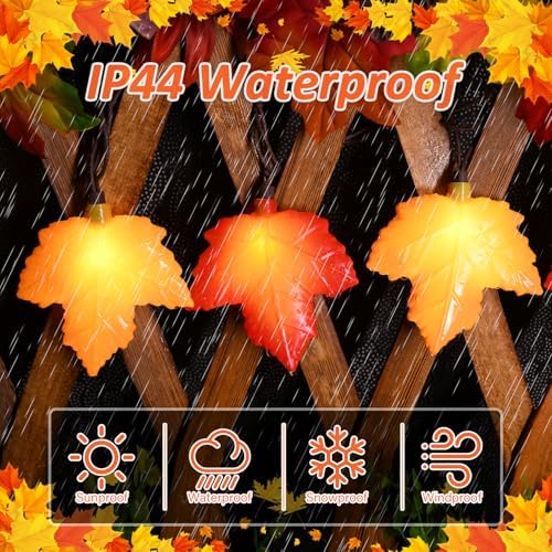 Fall Decor Maple Leaf Lights, 8.5Ft Fall String Lights Plug In with 10 LED Orange & Yellow Maple Leaf Light, Fall Leaves Light Indoor Outdoor for Home Fireplace Party Harvest Thanksgiving Decorations