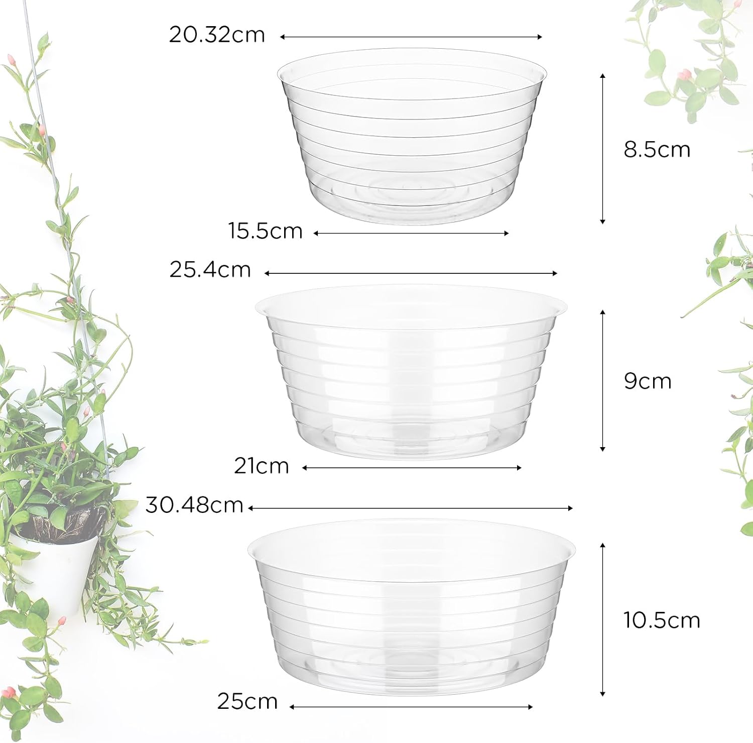Plastic Plant Saucer Clear Deep Drip Tray Thickened Clear Plant Saucers Trays for Pots Deep Drip Trays for Home Garden