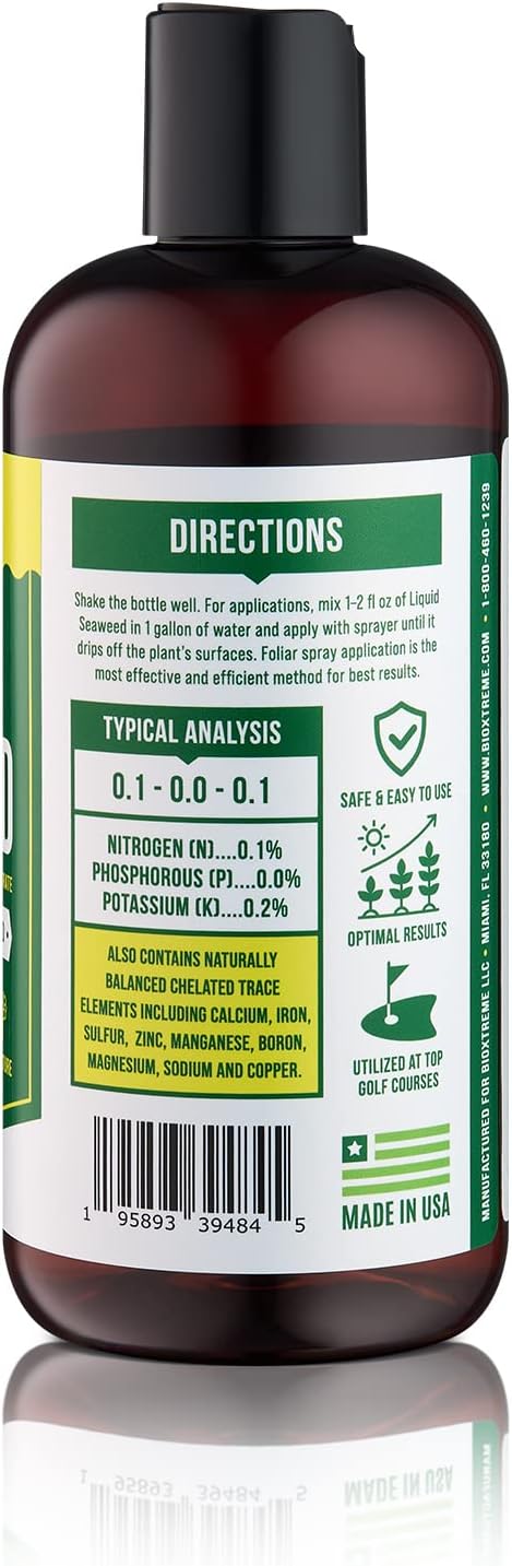 Liquid Seaweed Premium Concentrate – Undiluted Kelp Extract with No Fillers or Colorants – All Natural Fertilizer for