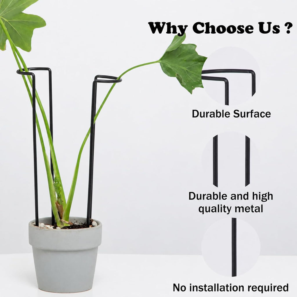 10Pcs Monstera Plant Support - 12" Durable Iron U-Shaped Trellis Stakes | Plant Support Structures & Stakes for Indoor
