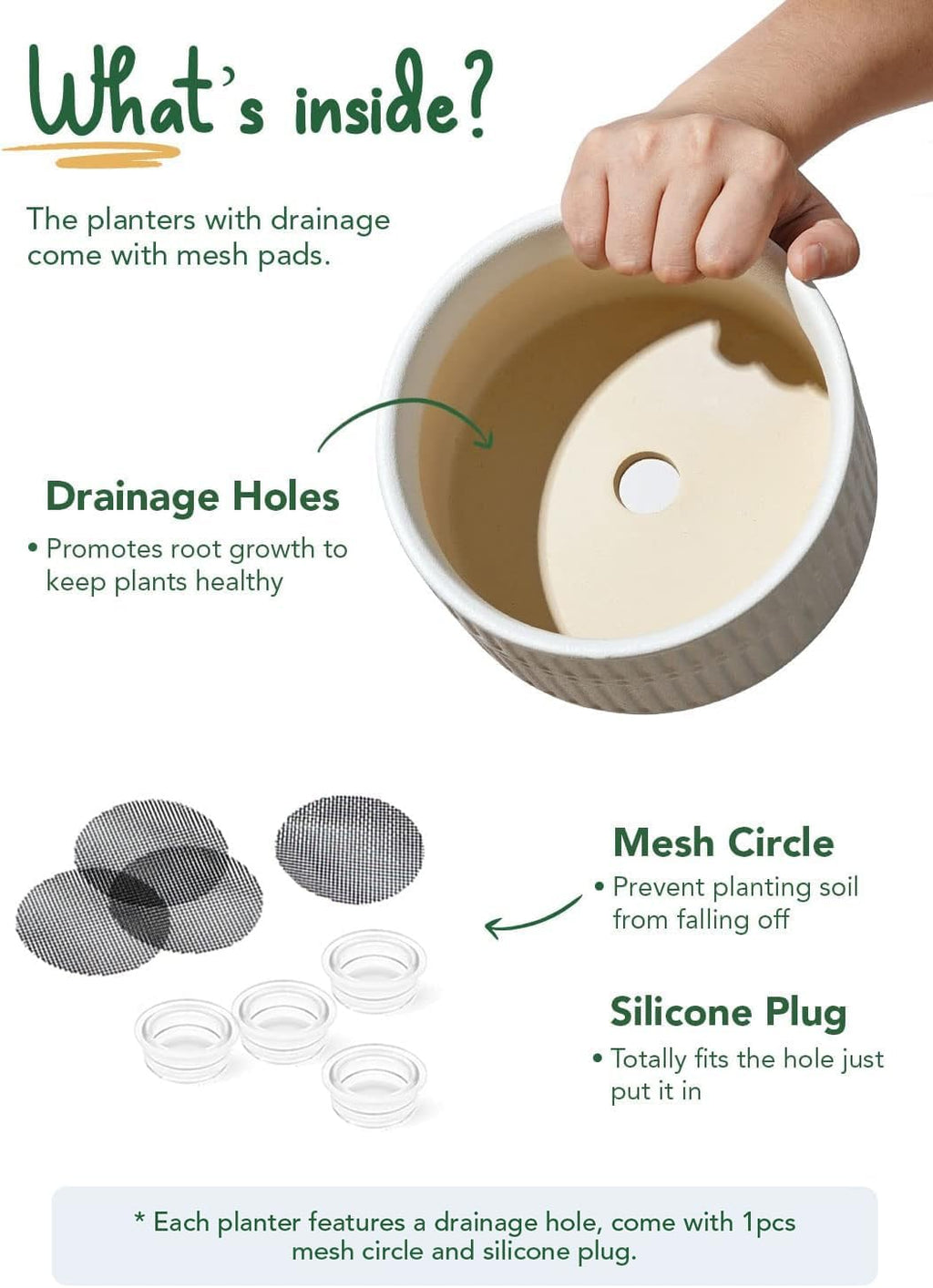 LE TAUCI Succulent Pots, 6.5+8 Inch Ceramic Indoor Plant Pot with Drainage Hole, Shallow Round Succulent Planters, Set