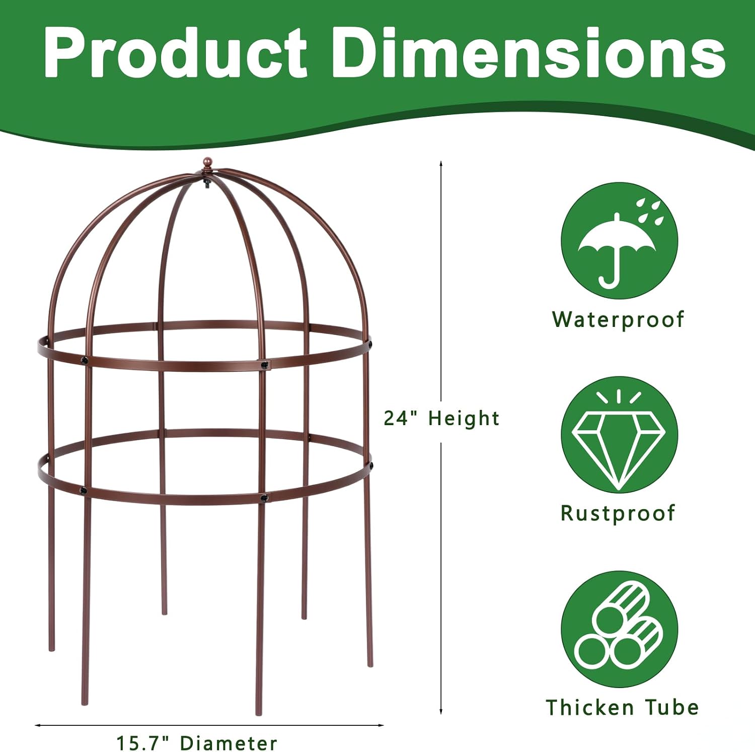 1 Pcs Jardin Bird Cage Plant Support 24" H Large Sturdy Grow-Through Flower Support Peony Cage Climbing Plant Support