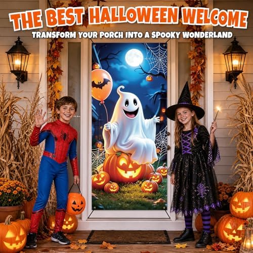 Halloween Decor Door Cover for Front Door Banner Wall Backdrop