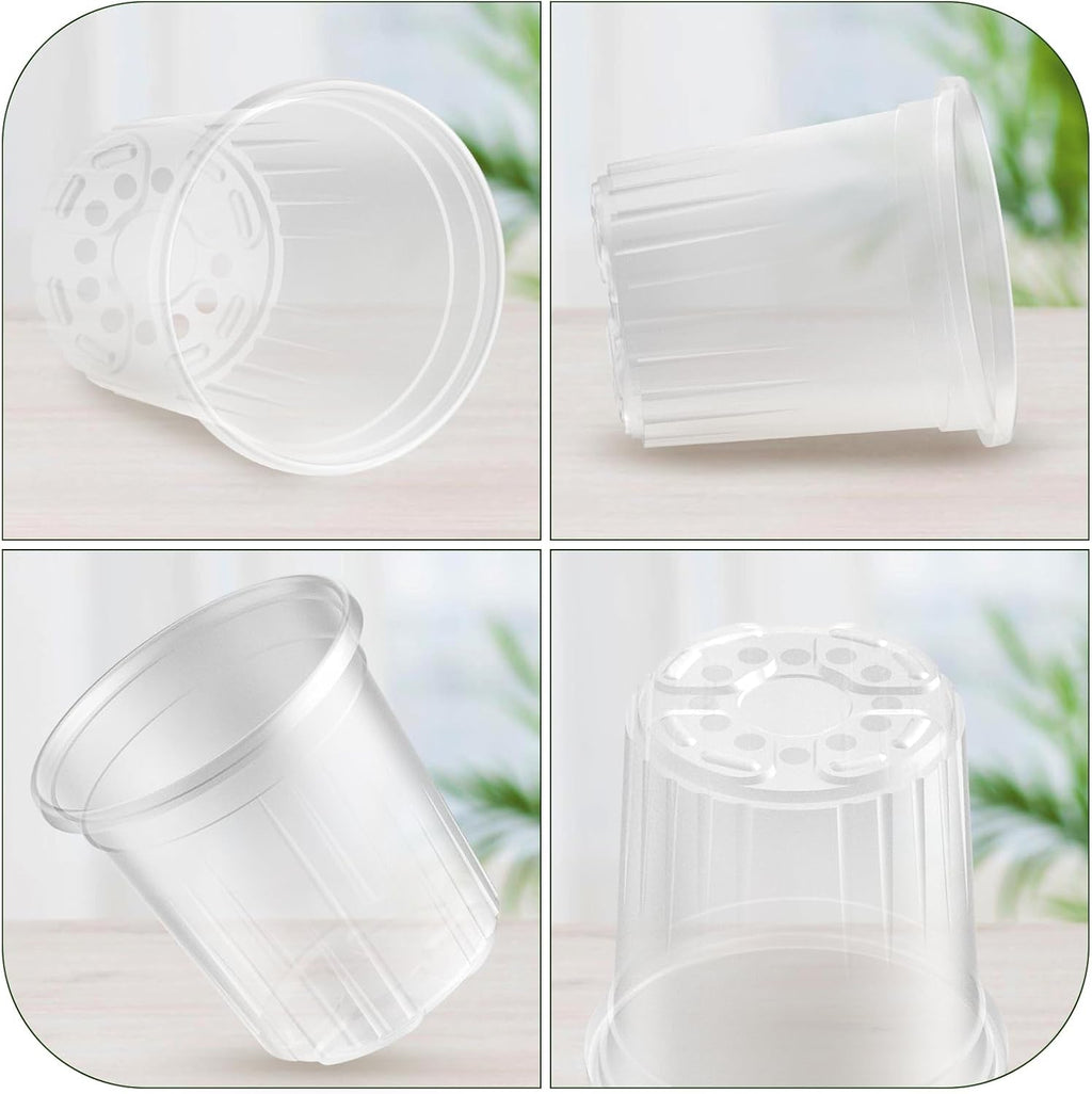 Bluepro Clear Nursery Pots with Drainage Holes, 7 Inch, 1 Gallon, 30-Pack | Clear PET, 1-Gallon Capacity, Root and
