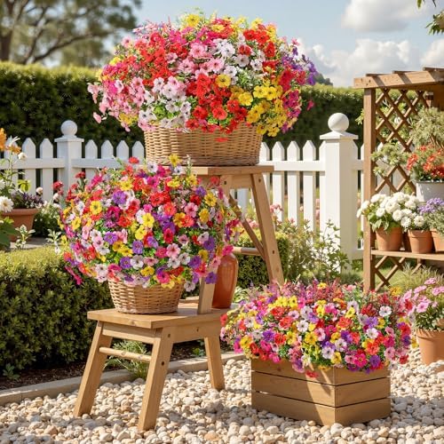 SHareconn 24 Bundles Artificial Flowers for Outdoors UV Resistant Decor