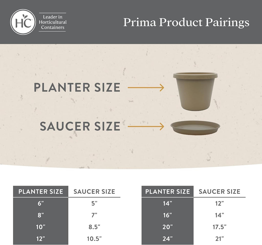 The HC Companies Prima Round Plastic Plant Pot w/Rolled Rim - Lightweight & UV Resistant Flower Pot for Herbs & More