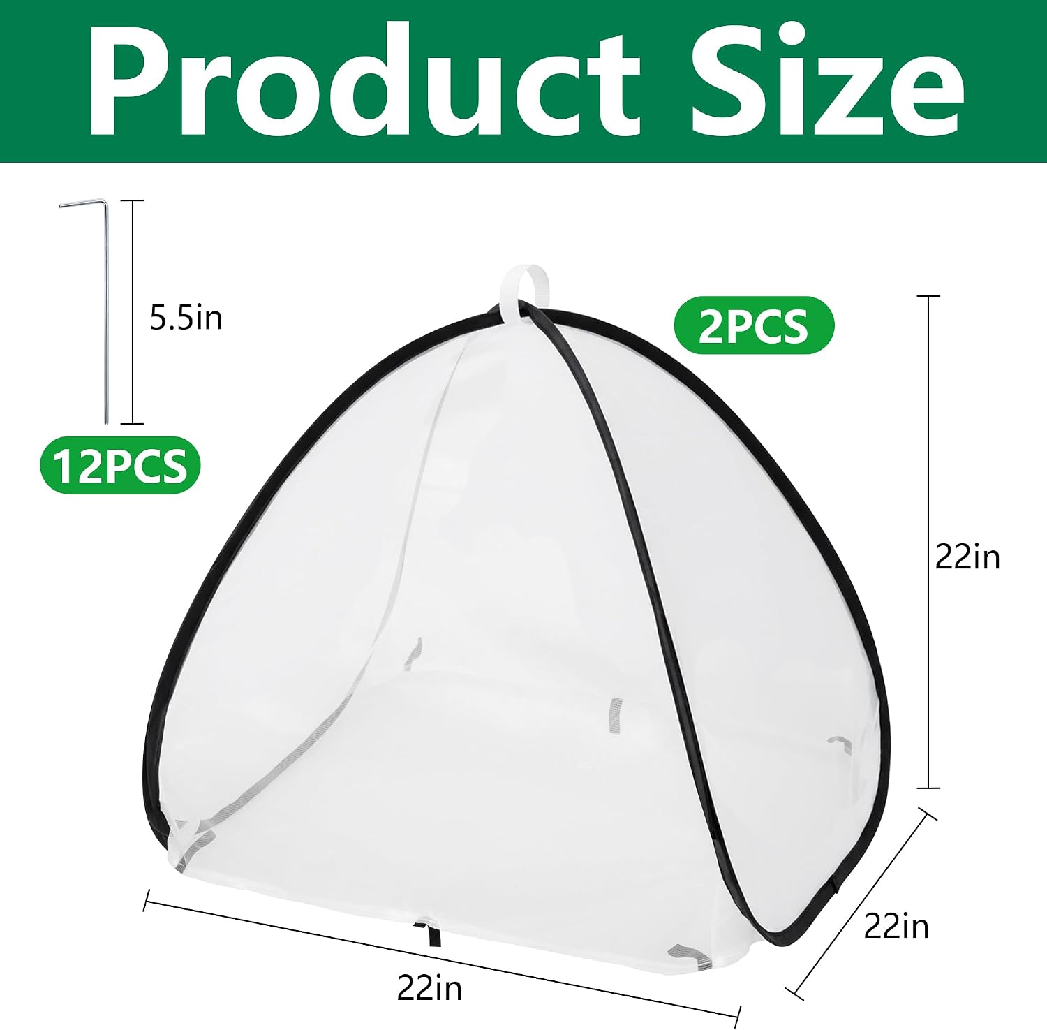 2 Pcs Pop Up Insect Barrier Plant Cover Tent, 22 x 22 x 22 Inch Foldable Garden Plant Protectors Mesh Enclosure, Garden