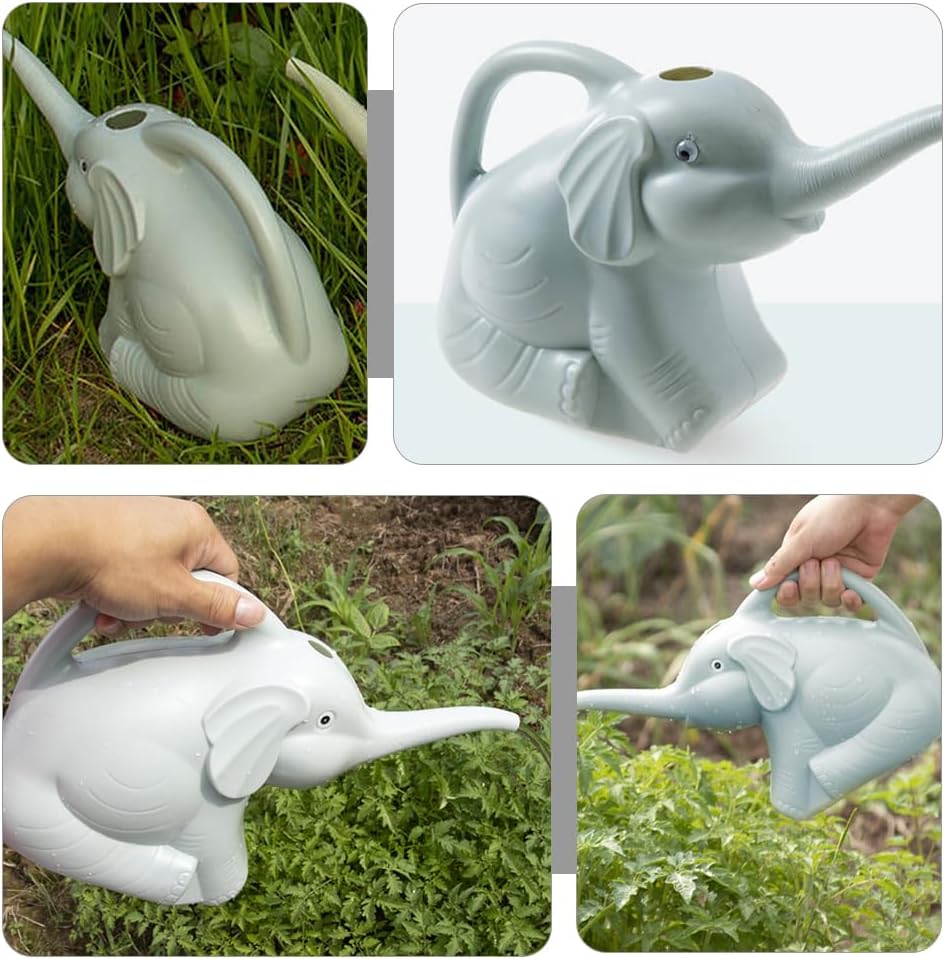 Veemoon 2pcs Small Elephant Watering can, 2L Animal Watering can Plastic Gardening Kettle Cute Garden Plants Kettle for