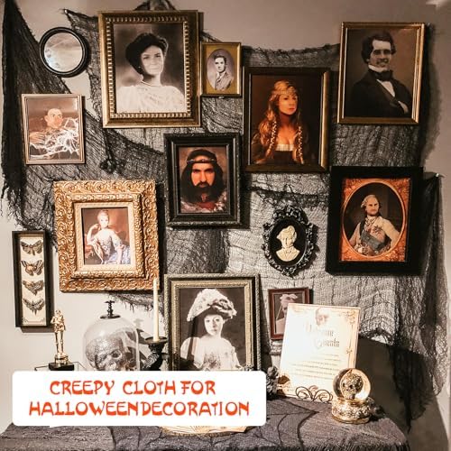 6-Pack 30 x 72 inches Halloween Creepy Cloth Decorations, Black