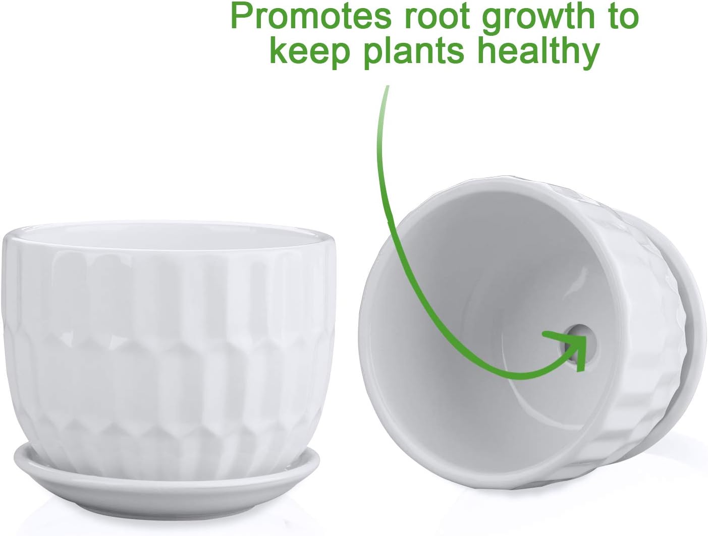 Flower Pots, 4 Inch Cylinder Ceramic Plant Pots with Connected Saucer, Mini Ceramic Planters for Succulent and Little