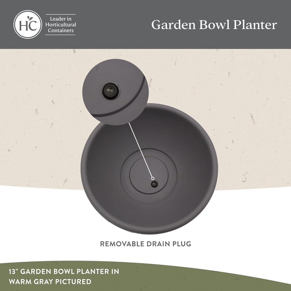 The HC Companies Shallow Planter with Drainage - Contemporary Garden Bowl Planter for Flowers, Herbs & More - Round