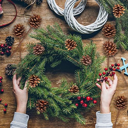 Whaline Christmas Natural Pine Cones 12 Pieces Pinecone Picks Christmas Tree Ornament Holiday Centerpiece for Xmas Tree Garland Wreath Home Party Decor Supplies, 1.8 Inch
