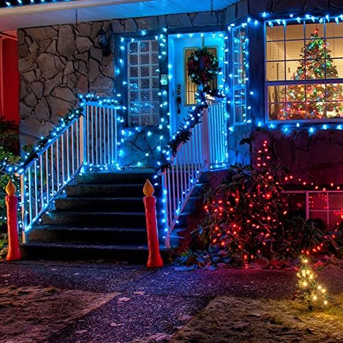 Dazzle Bright C9 Christmas String Lights, 100 LED 66 FT Waterproof Connectable Green Wire Fairy Lights, Christmas Lights for Indoor Outdoor Home Garden Yard Xmas Tree House Decorations (Blue)