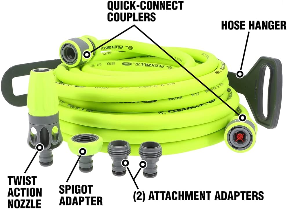 Flexzilla HFZG12050QN Garden Hose Kit with Quick Connect Attachments | Lightweight Coils Easily | Quick Connect