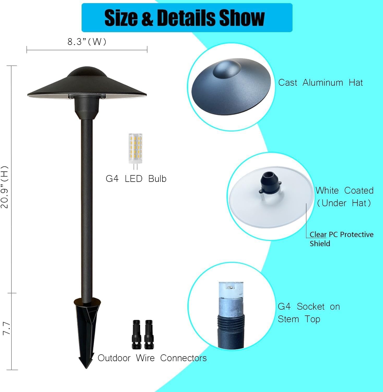 Low Voltage Pathway Lights Landscape Lighting,Replaceable G4 LED | 12-24V Aluminum Path Light Garden Driveway Walkway