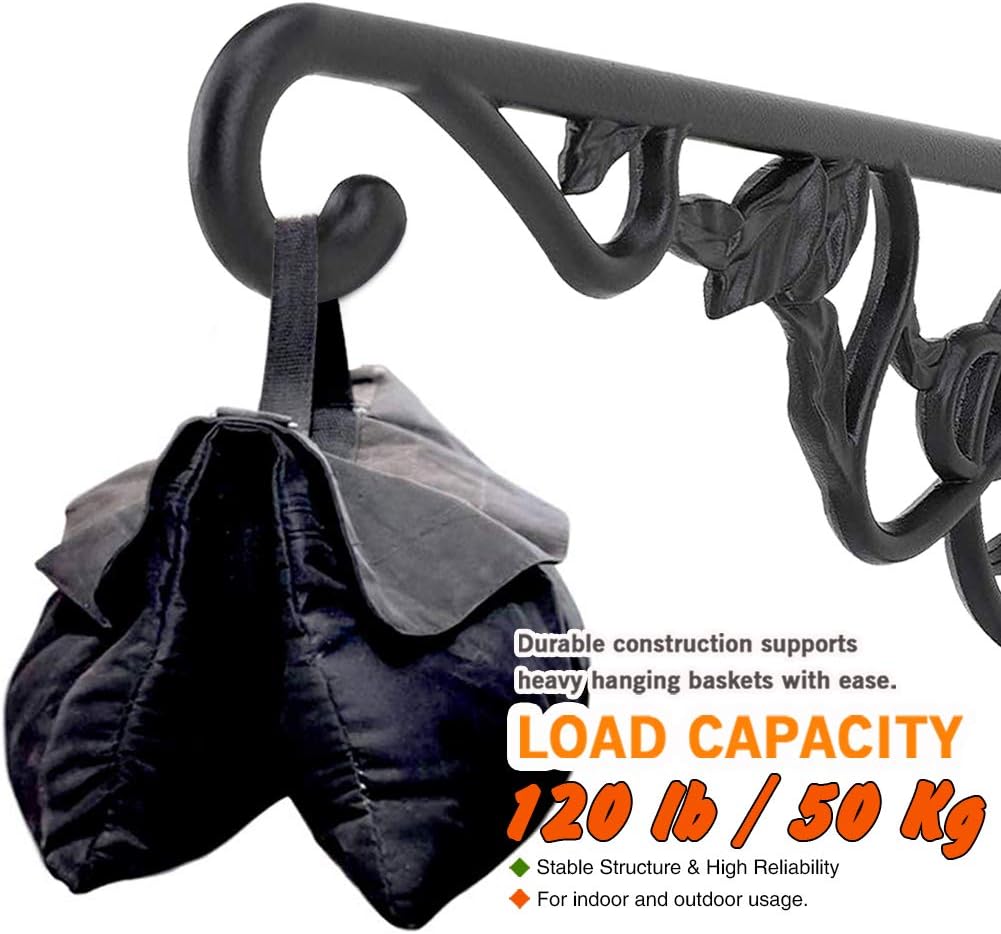 KABB Heavy Duty Hanging Plant Brackets, 2pcs 13" Hand Forged Iron Wall Mount Bracket Durable Rust-Resistant Plant