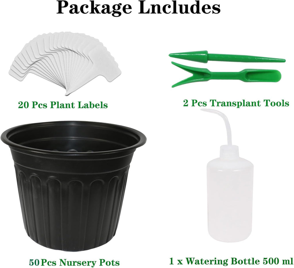 50-Pack 2.5 Gallon Flexible Plastic Plant Pots,Thickened Soft Seed Starting Container for Indoor Outdoor Plants