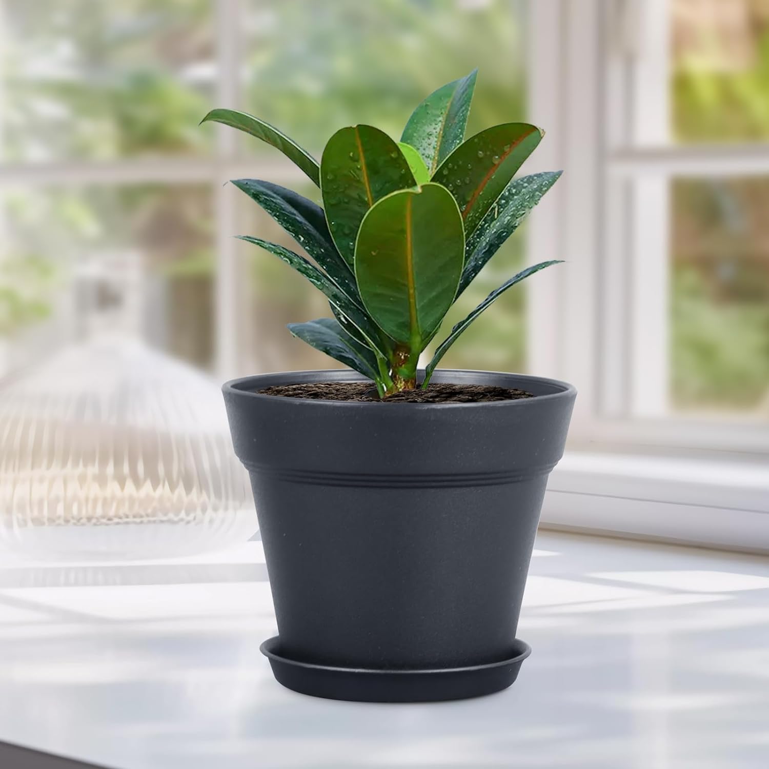 Meowell 6 inch Nursery Pots, 16 Pack Plastic Plant Pots for Indoor Outdoor Plants, Flower Pots with Drainage Holes and