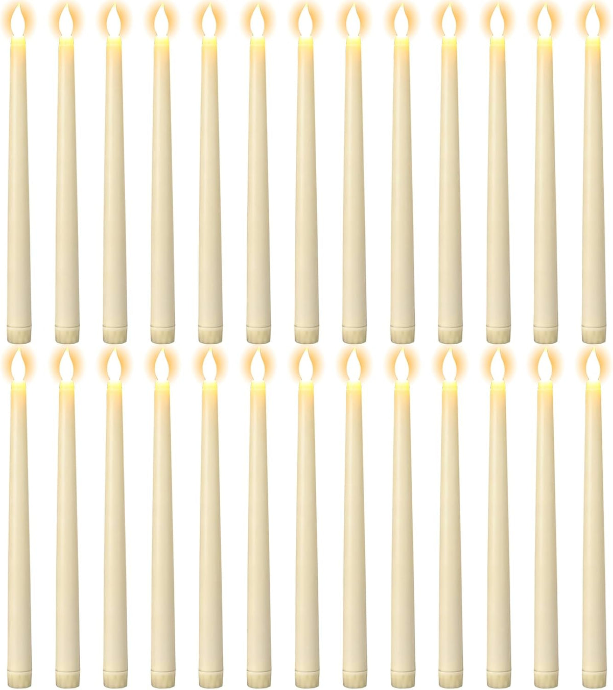 GenSwin 26 Pcs Flameless Taper Candles with 3D Wick, LED Taper Candles Battery Operated, Flameless Battery Candlesticks for Home Party Wedding Christmas Decor(Ivory, 0.78”x10.8”)