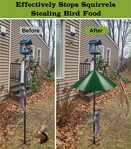 19 Inch Wide Squirrel Baffle for Bird Feeder Pole, Outside Pole Mount Stopper & Bird House Guard for Outdoor Shepherd’s Hook, Green, 1 Pack