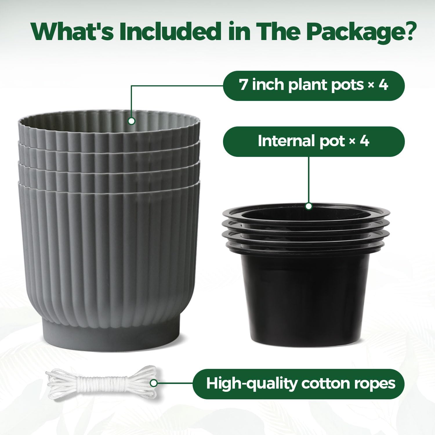 T4U Self Watering Pots for Indoor Plants, 7 Inch 4 Pack Planter Gray | African violet pothos ferns, Herb garden