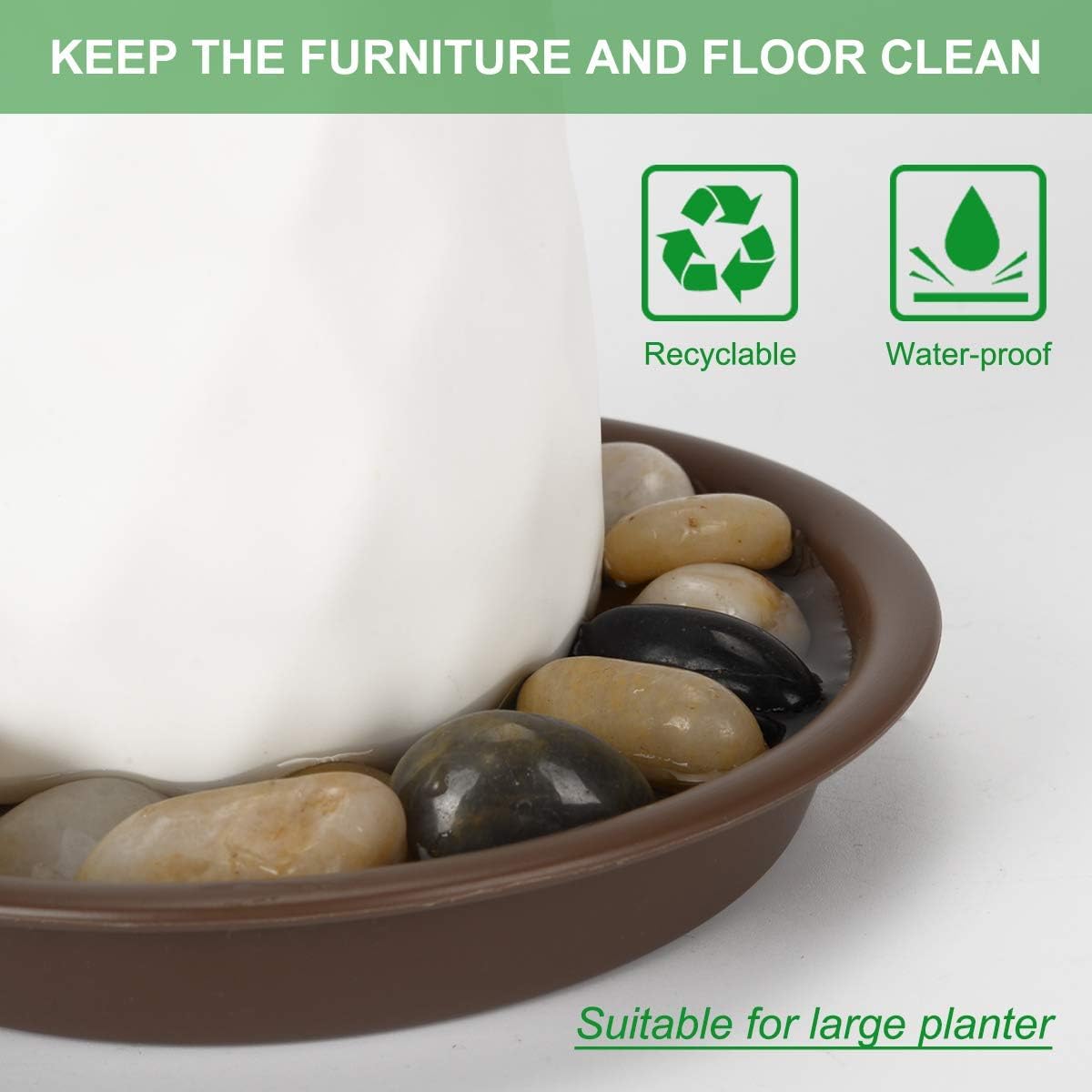 Plant Saucer 14 inch, Heavy Large Planter Durable Thicker Plastic Plant Trays for Indoors and Outdoor, Plant Saucer
