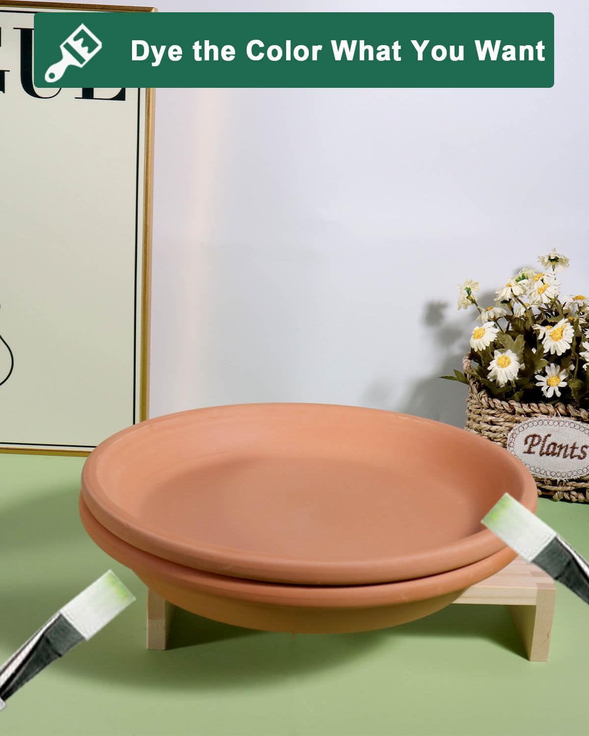11 Inch Terracotta Plant Saucer Pots Tray - 3 Pcs Round Planter Saucers for Indoor & Outdoor Plants, Large Clay Trays