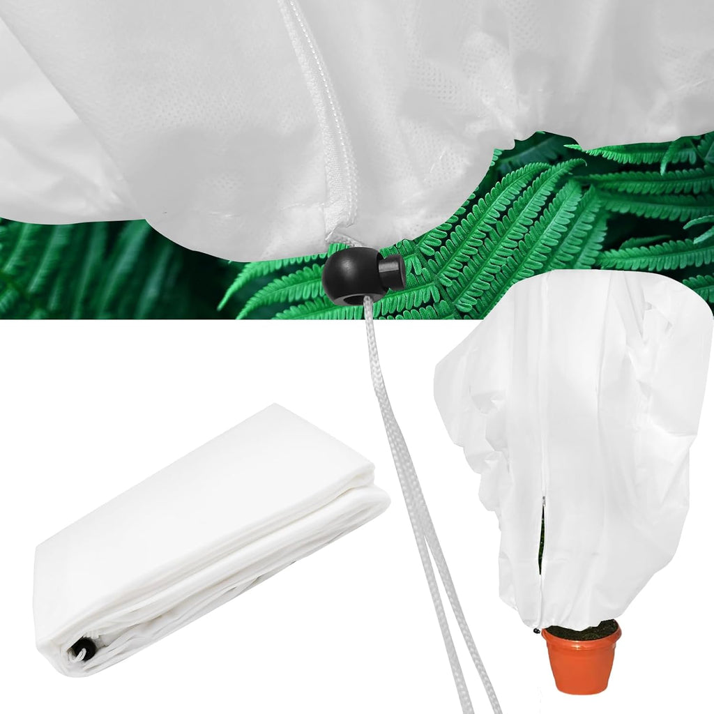 2Pcs Plant Covers Freeze Protection, 7.9 X 6.6 Ft Frost Cloth Winter Plant Covers with Drawstring and Zipper, 2.5