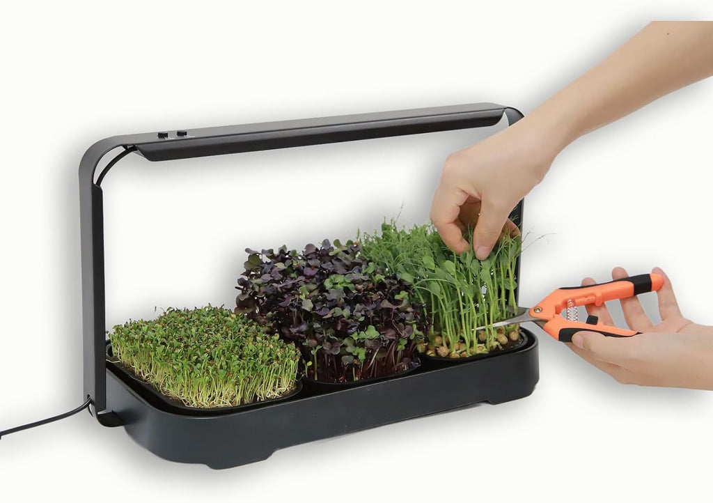 Microgreens Growing Kit Indoor, Micro Greens Indoor Herb Garden Kit with LED Light, 3 Microgreens Growing Trays, 6 Jute