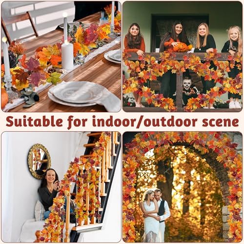 11.8FT 2Pack Fall Garland for Thankgiving Decorations for Home Mantle Decor