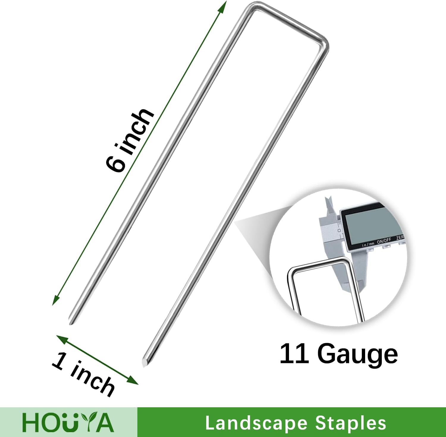 500 Pack Landscape Staples 6 Inch 11 Gauge Garden Stakes Galvanized Garden Staples Pins Anti-Rust Ground Stakes for
