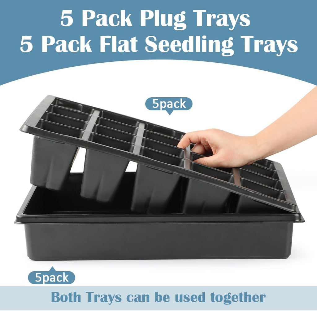 RooTrimmer 2.5 inch Square Pots 3.5 inch Deep 20 Cell Seedling Trays with Water Collection Nursery Trays (15"x11"x3")