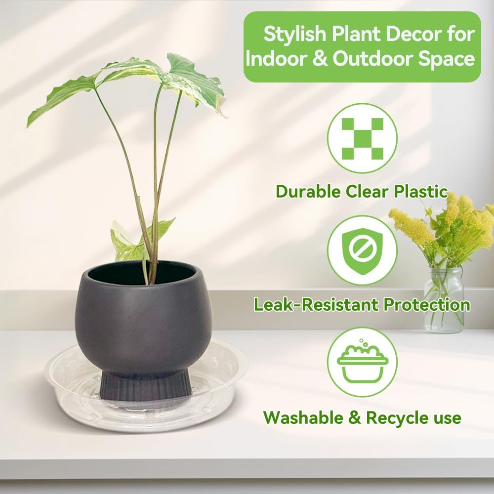 100 Pcs 6 Inch Clear Plant Saucers Bulk, Plastic Plant Saucer | Durable Plant Pot Saucers, Plant Drip Trays Used for