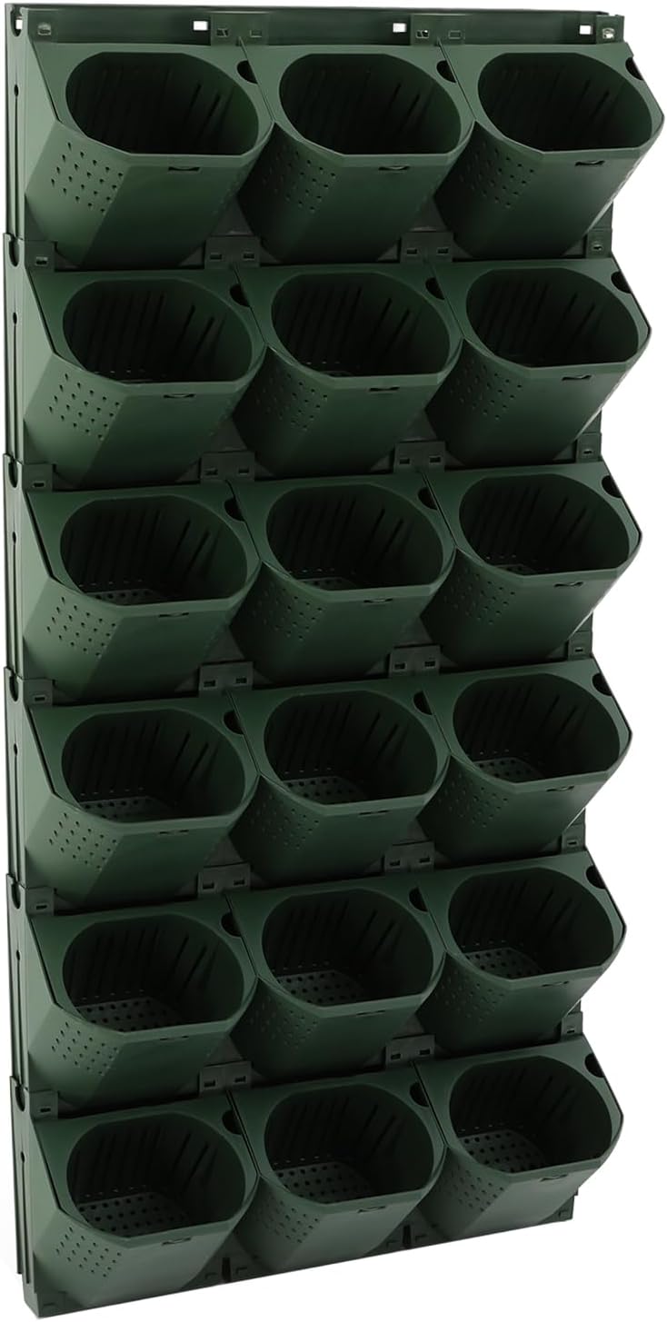 36-Pot Wall Mounted Planter – Vertical Wall Planter with Water Storage Layer, Stackable Flower Pot Holder for Indoor