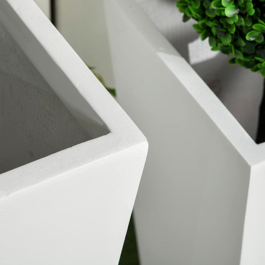 Outsunny 2-Pack Outdoor Planter Set with Drainage Holes, 22in & 18in, White | Flower Pots, Durable & Stackable Plant