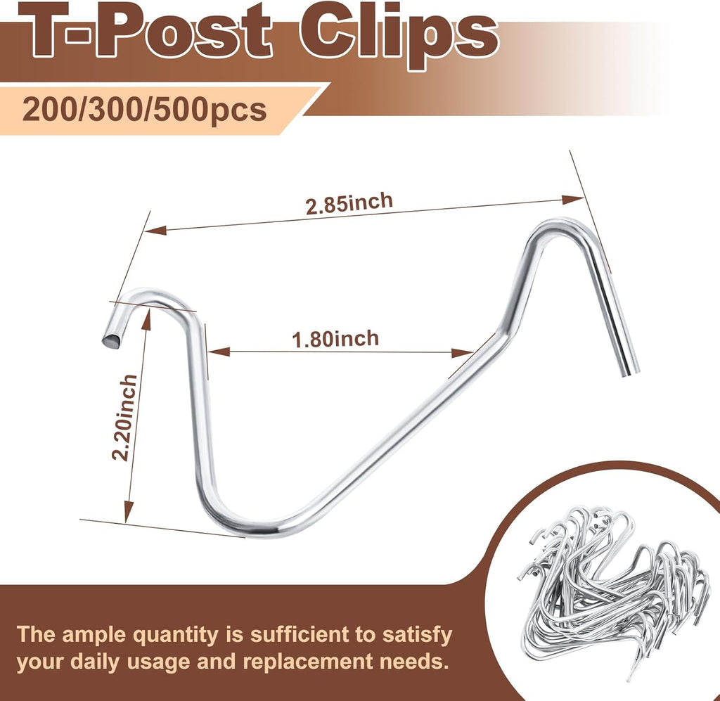 300pcs T-Post Clips Fence Wire Clips Galvanized Steel Fence Clips | Time-Saving Convenient Pre-Cut Wire Ties (300)