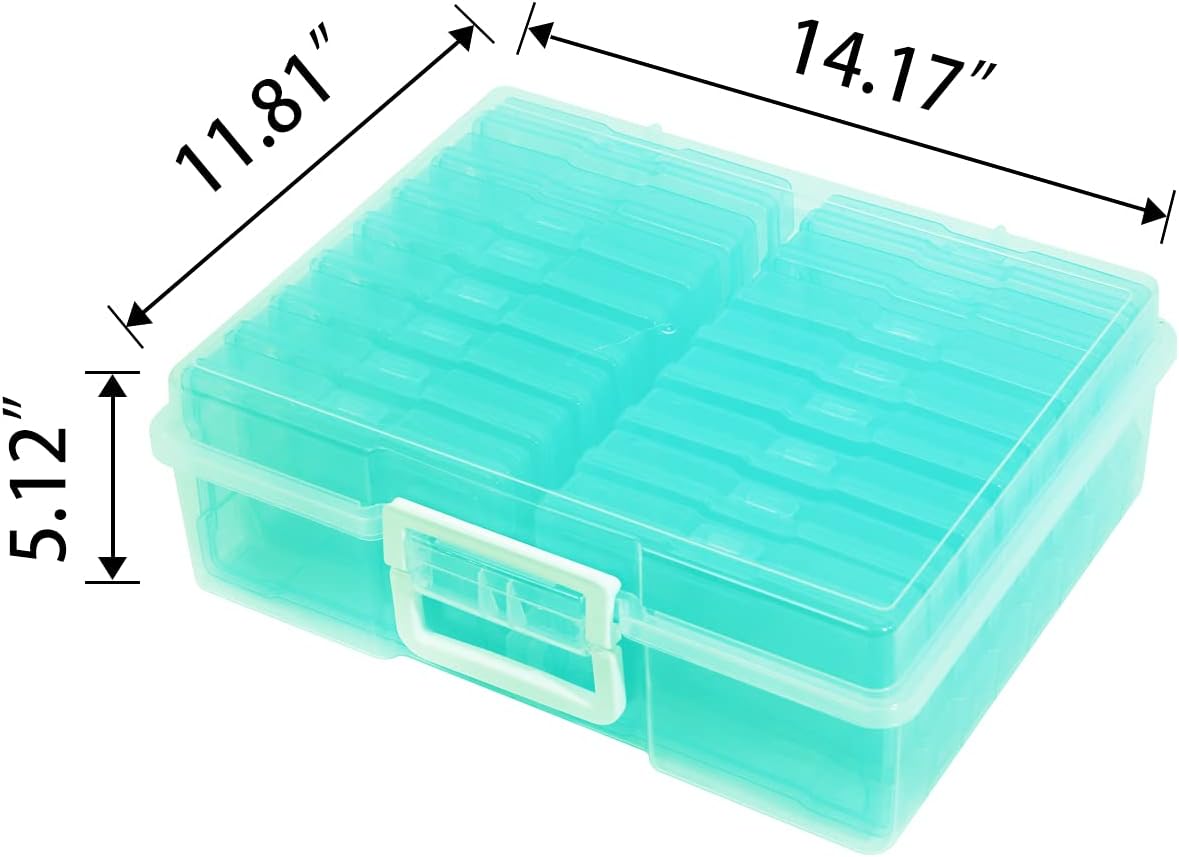 4" x 6" Photo Storage Case with Handle, 16 Inner Photo Organizer Keeper, Extra Large Storage Picture Boxes, Seed