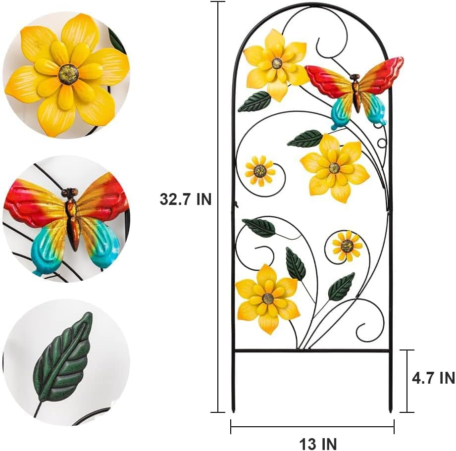 Garden Decor for Outside, 33" Flower Butterflies Decorative Garden Stakes for Spring Garden Decor, Metal Yard Art