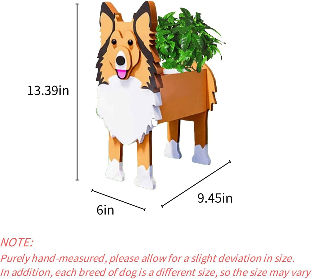Sheltie Dog Planter Pots, Animal Shaped Flower Pot | Cute Plant Gift for Women and Pet Lovers, Indoor Outdoor Garden