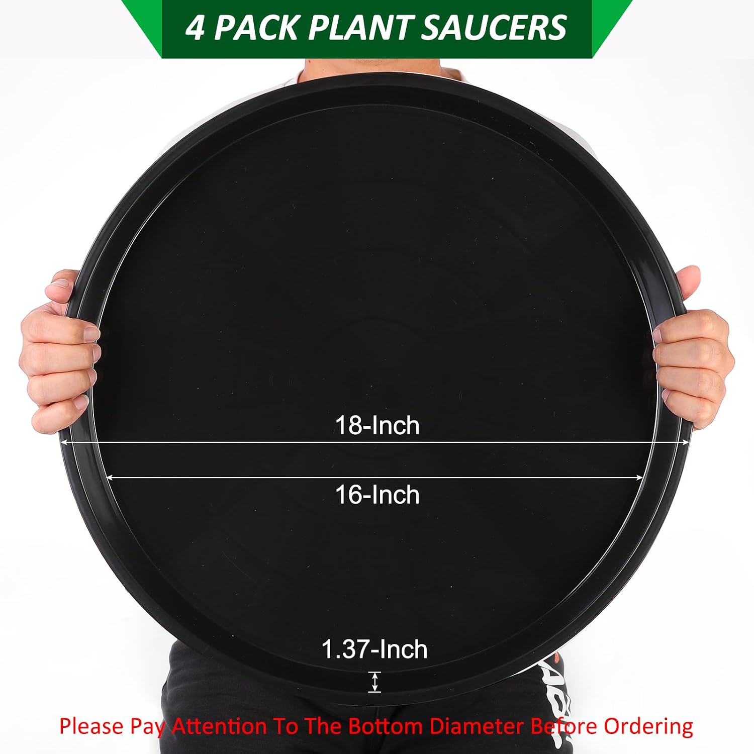 PATIKIL 4 Pack Plastic Plant Saucer, 18 Inch Plant Tray for Pots Round Plant Dish Plant Drip Trays Water Tray for
