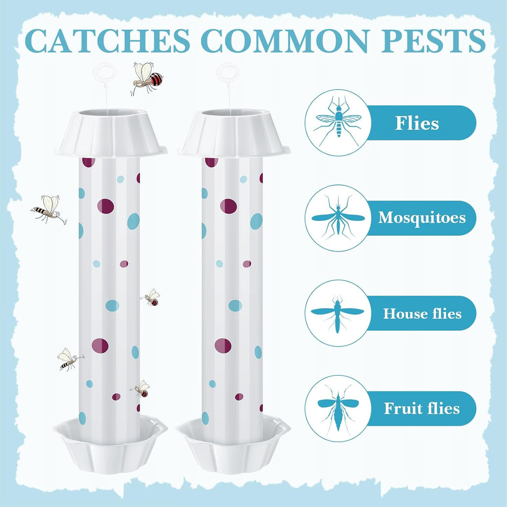 12 Pcs Sticky Fly Trap Fly Stick Indoor Outdoor Long Lasting Adhesive Fly Catcher with Hanging Hook for Wasps Gnats
