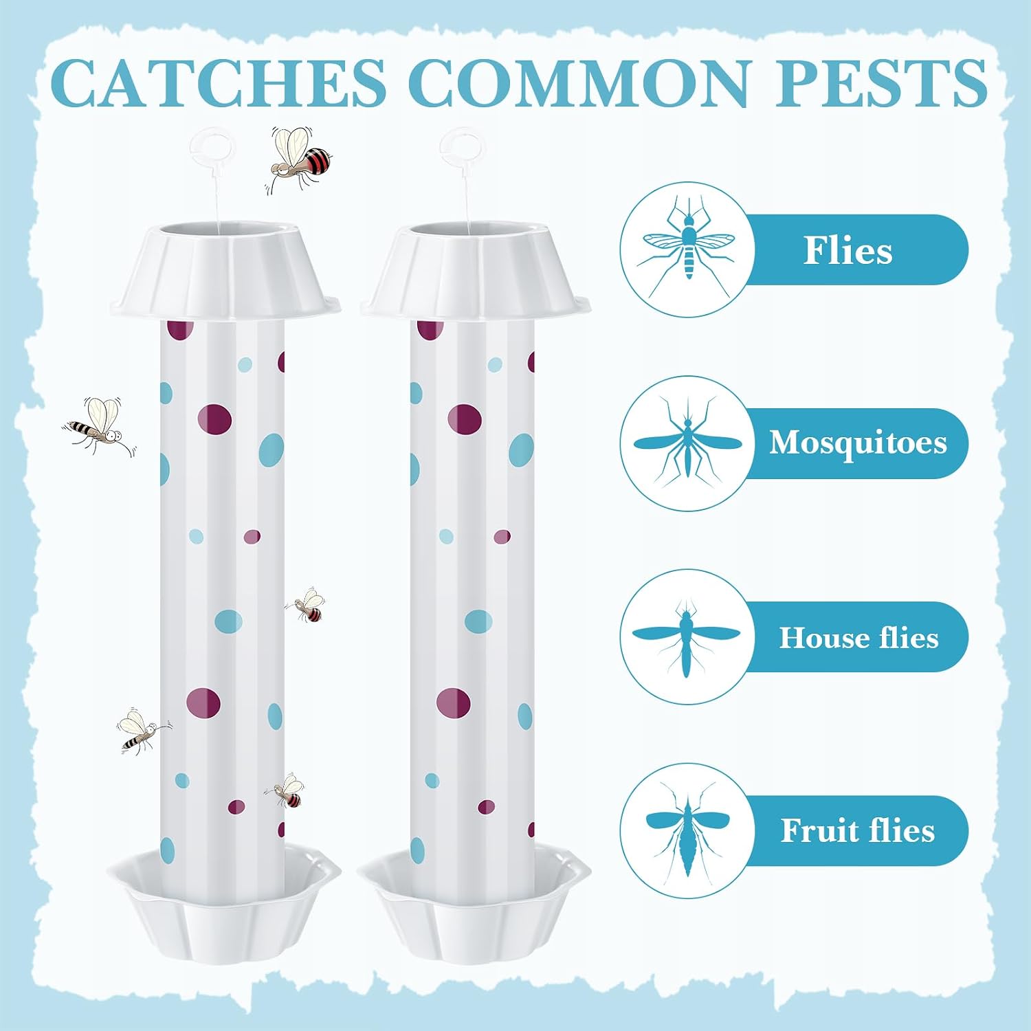 12 Pcs Sticky Fly Trap Fly Stick Indoor Outdoor Long Lasting Adhesive Fly Catcher with Hanging Hook for Wasps Gnats