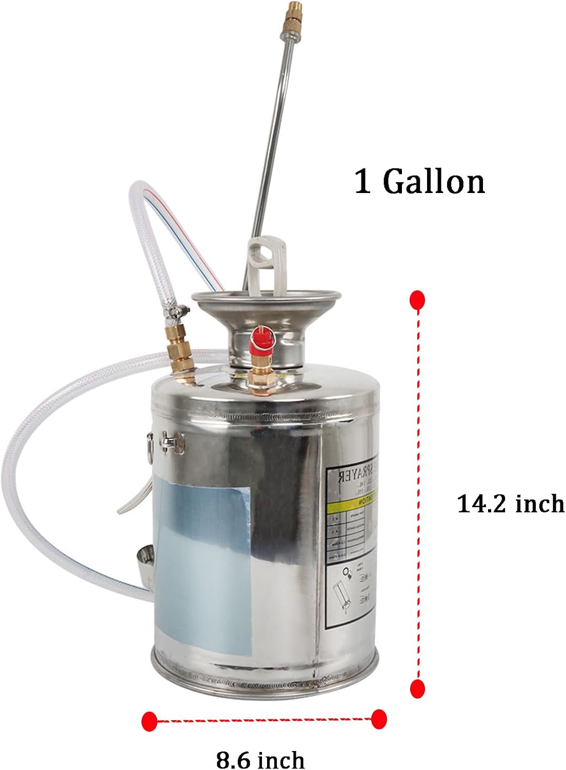 Heavy Duty Stainless Steel Sprayer, 1 Gallon Pump Sprayer, 4L Stainless Hand Pump Sprayer for Lawn, Garden Watering
