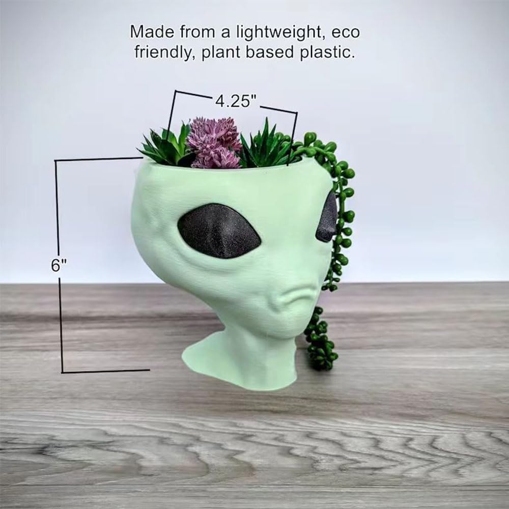 Alien Flower Pot Head Planter - Face Planter Pots Alien Head Planter Succulent Planter Ornament Fun Alien Planter for