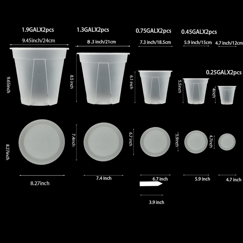 Clear Nursery pots with Drainage 5/6/7/8/9 inch 10 Pack | for Indoor&Outdoor Plant,monstera pots with saucers,monitor