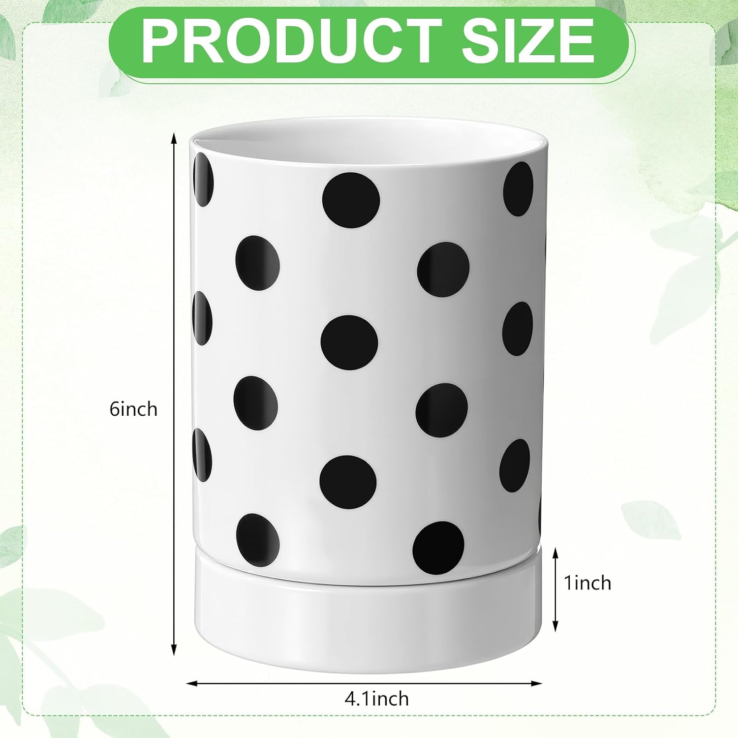Ceramic Plant Pots Set of 2, 6 Inch Flower Pots with Drainage Hole Modern Polka Dot Diamond Planter for Indoor Outdoor